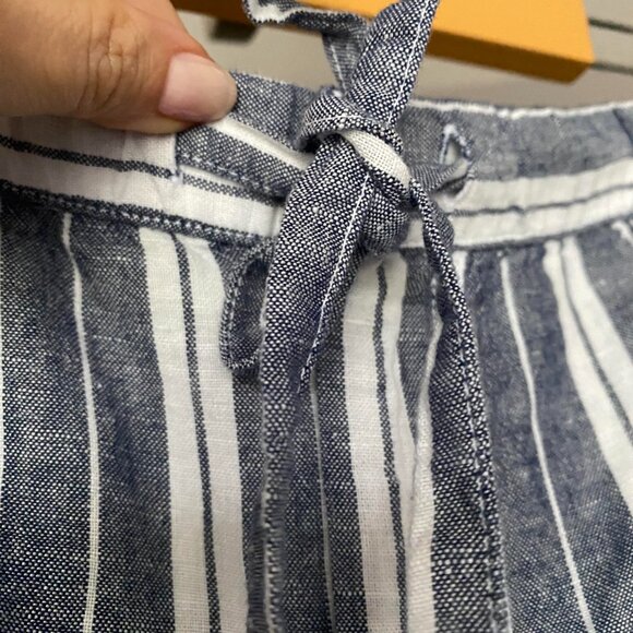 LIZ CLAIBORNE Blue and White Linen Cotton Blend Striped Wide Leg Pants Sz M - Picture 8 of 9